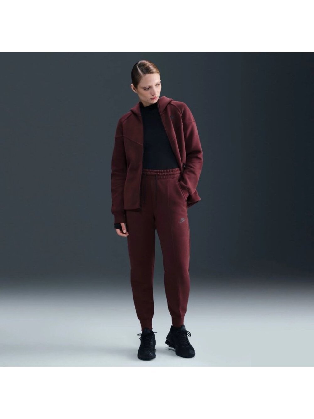 NWT Women’s Nike Tech Windrunner Full Zip Hoodie &Pants Size XL Burgundy Crush